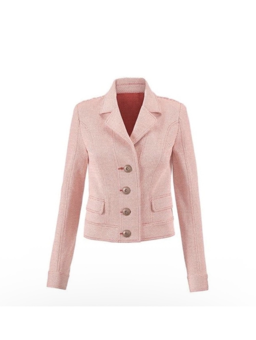 Cabi Amelia Blazer pink and White Textured Button Up Jacket Size XS